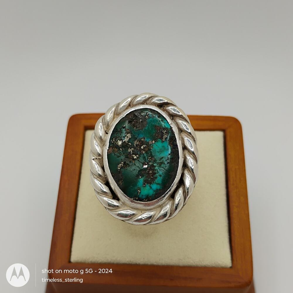 VTG Signed ByElias Turquoise Sterling Silver Ring Size 10